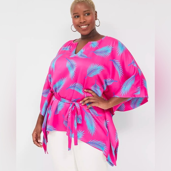 🌹NWT:LANE BRYANT RELAXED SPLIT-NECK KIMONO TOP - Picture 1 of 9